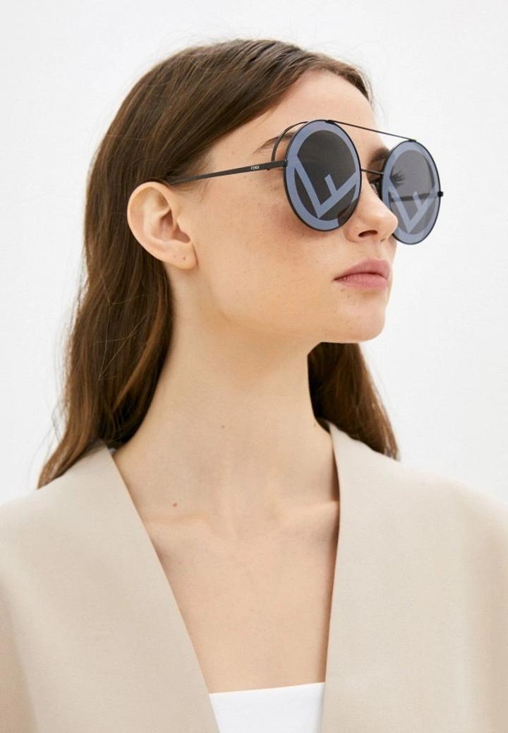 Круглые очки Fendi с зеркальным лого