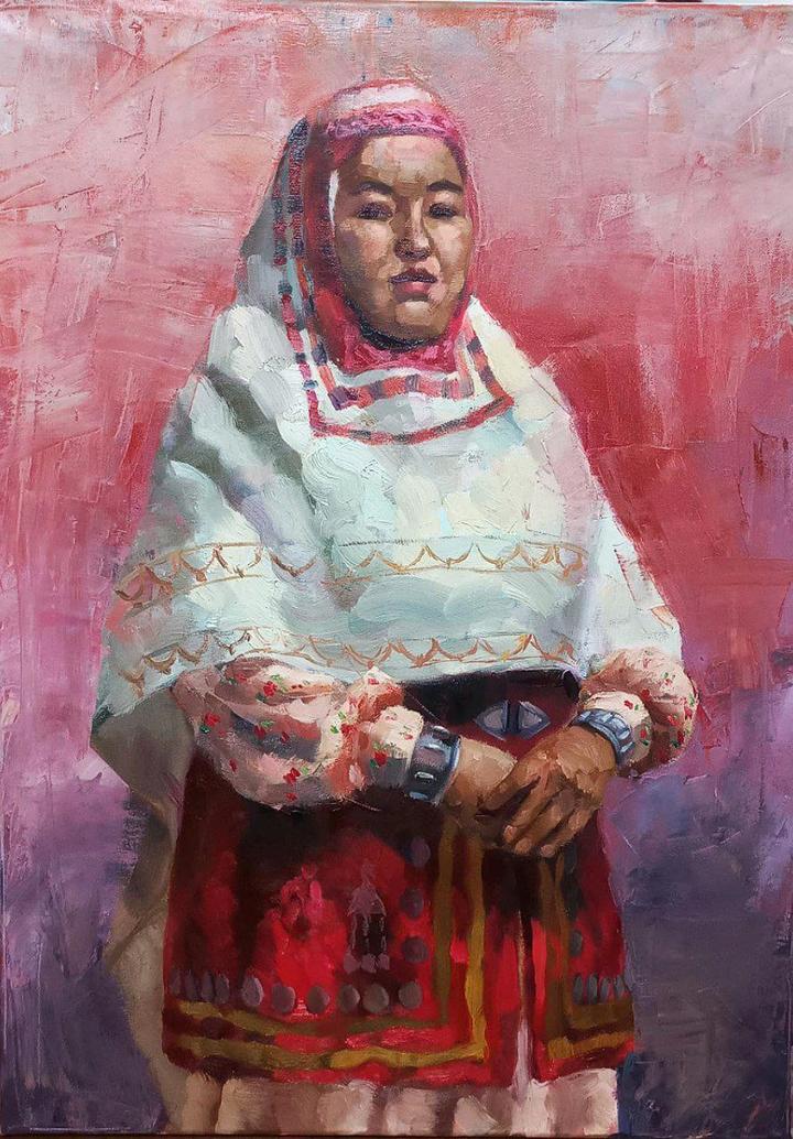 Картина. Портрет женщины в национальном костюме