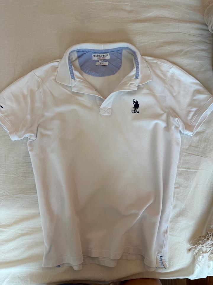 U.S. Polo Assn. Поло U.S. Polo Assn белое с логотипом