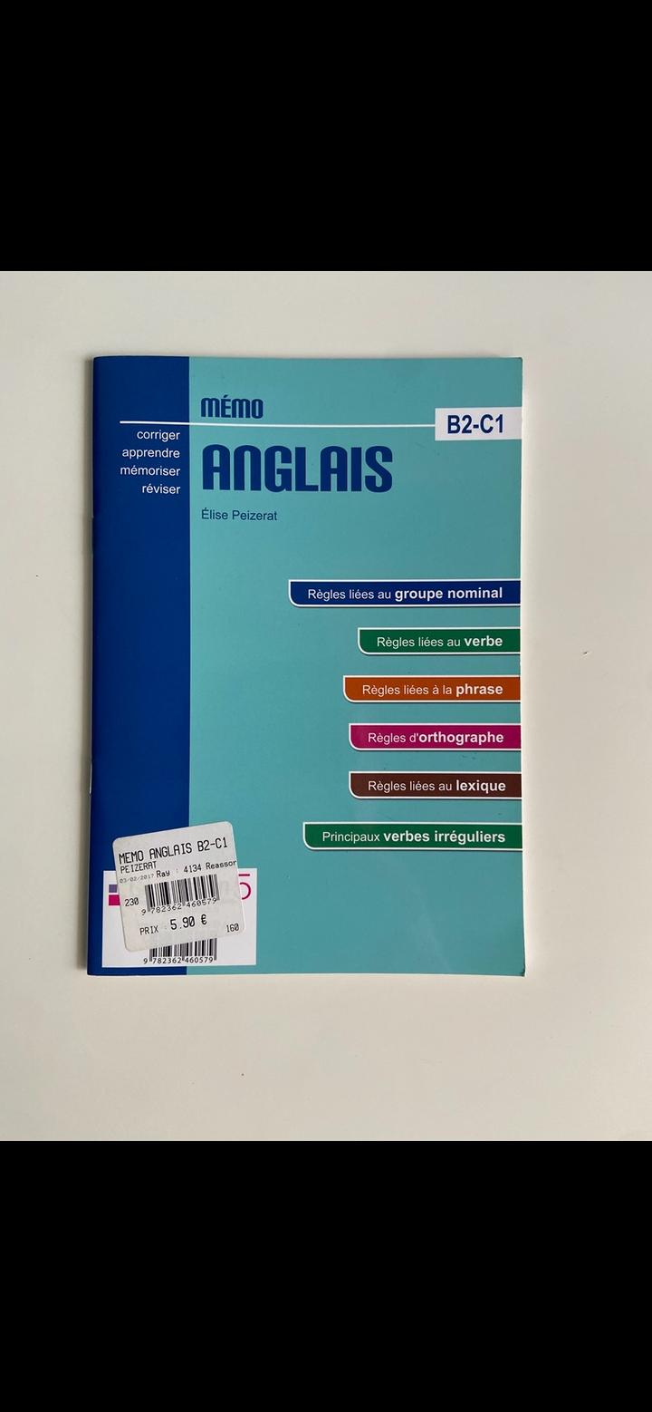 Пособие Mémo Anglais уровни B2–C1 (объяснения на французском)