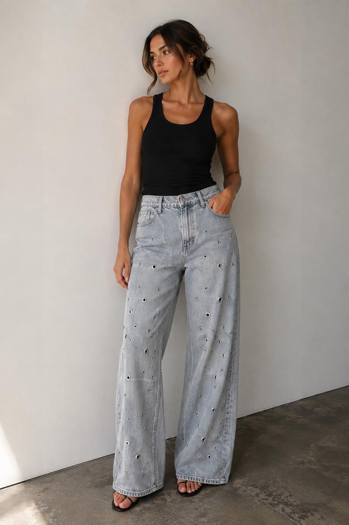 Джинсы Zara с люверсами