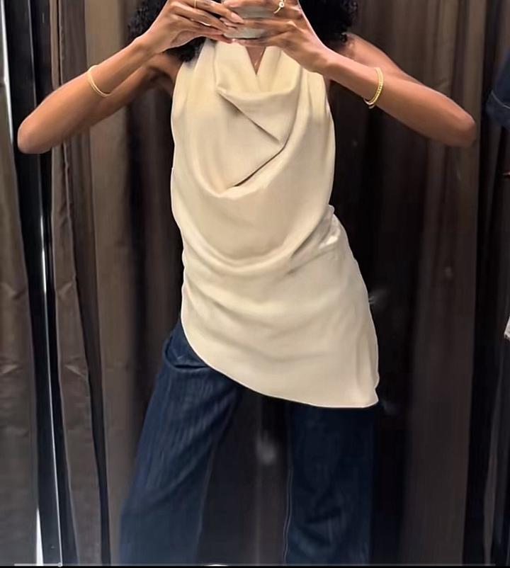 Zara Топ с халтером и драпировкой