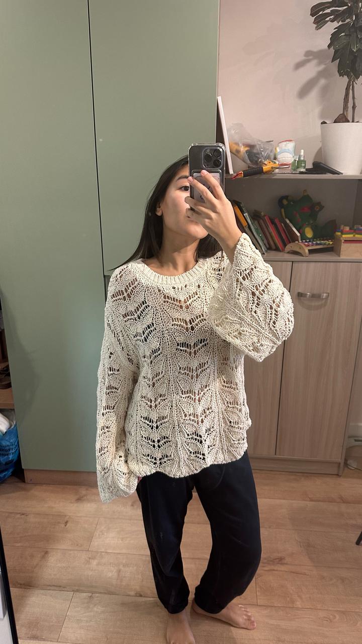 Zara джемпер вязаный ажурный