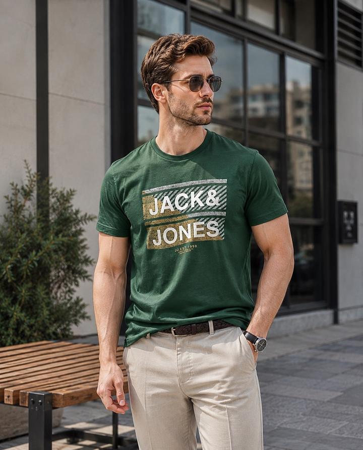 Новая футболка Jack & Jones, размер XL (Насыщенный зеленый)
