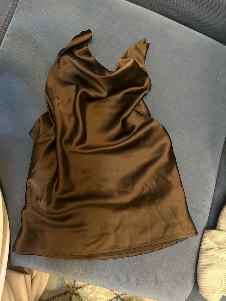 Топ ZARA атласный коричневый