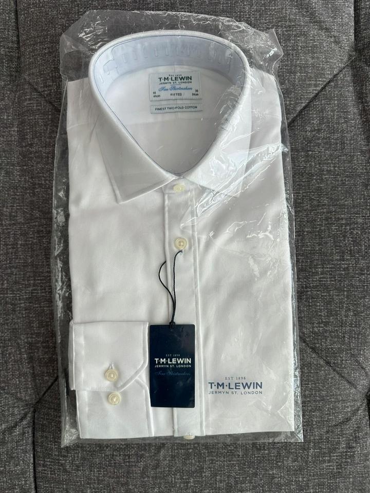 Новая белая рубашка T.M.Lewin London, хлопок Twill, ворот 41, рукав 91