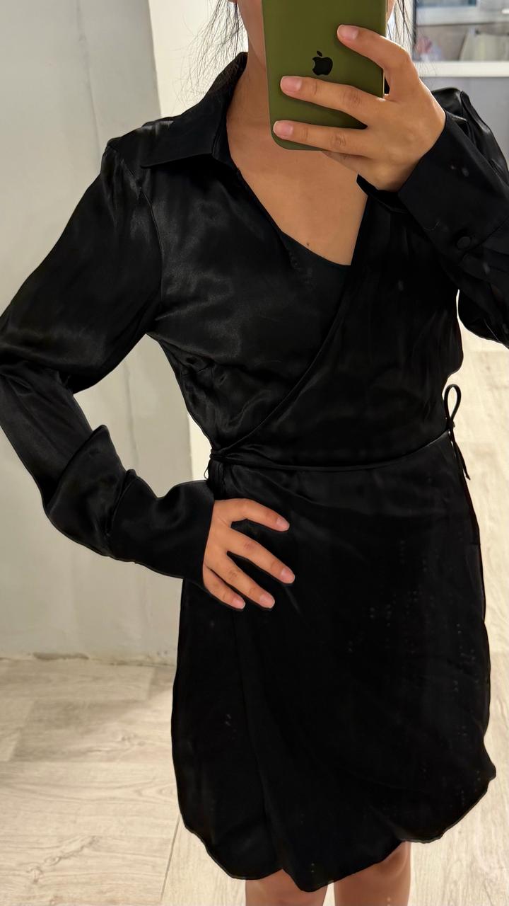 Платье с запахом атласное Zara