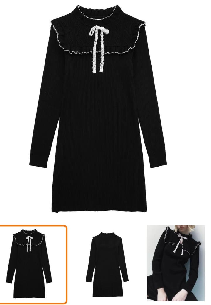 Zara Трикотажное платье с декоративным воротником