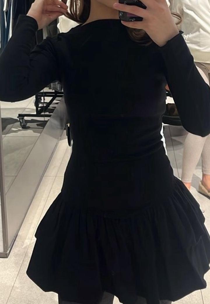 Черное платье с пышной юбкой zara