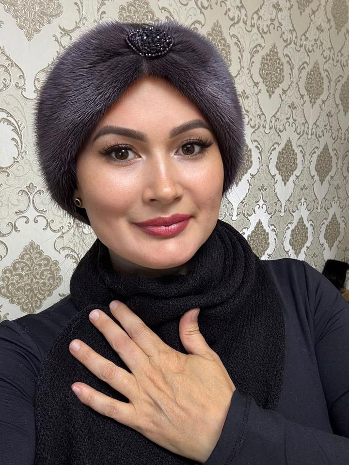 Karimova Katya Меховая повязка на голову цвета сливы