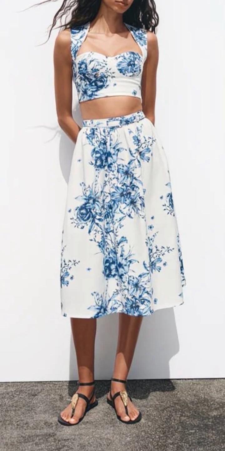 Zara Летний костюм юбка миди