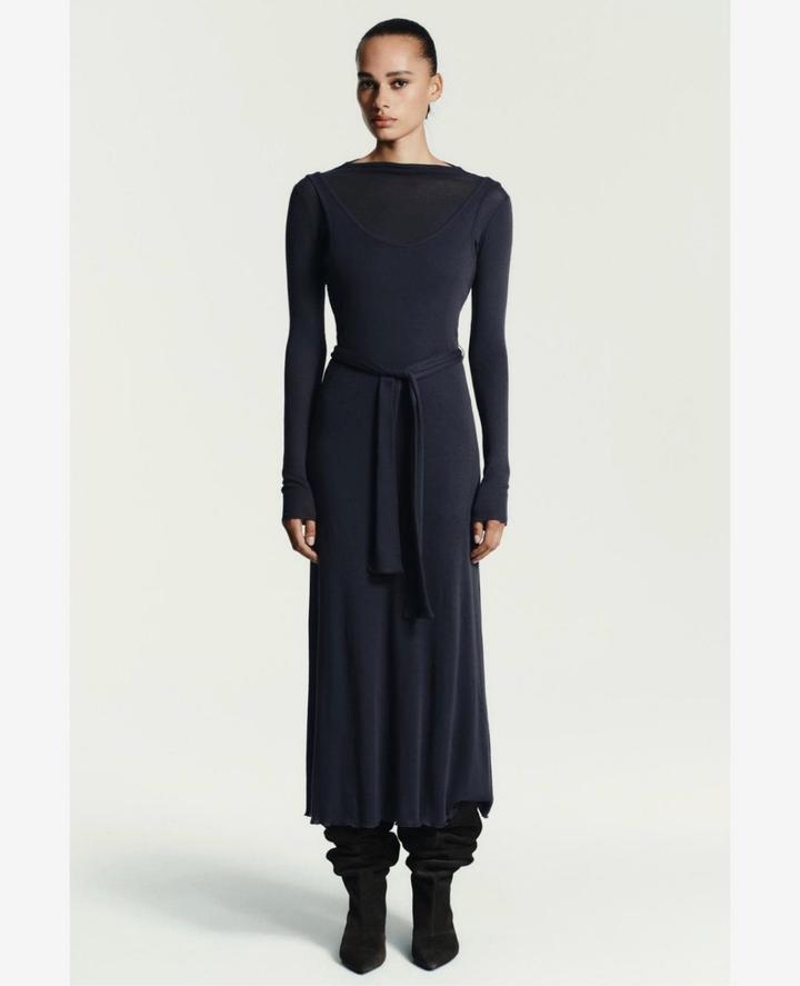 Платье миди с поясом Zara