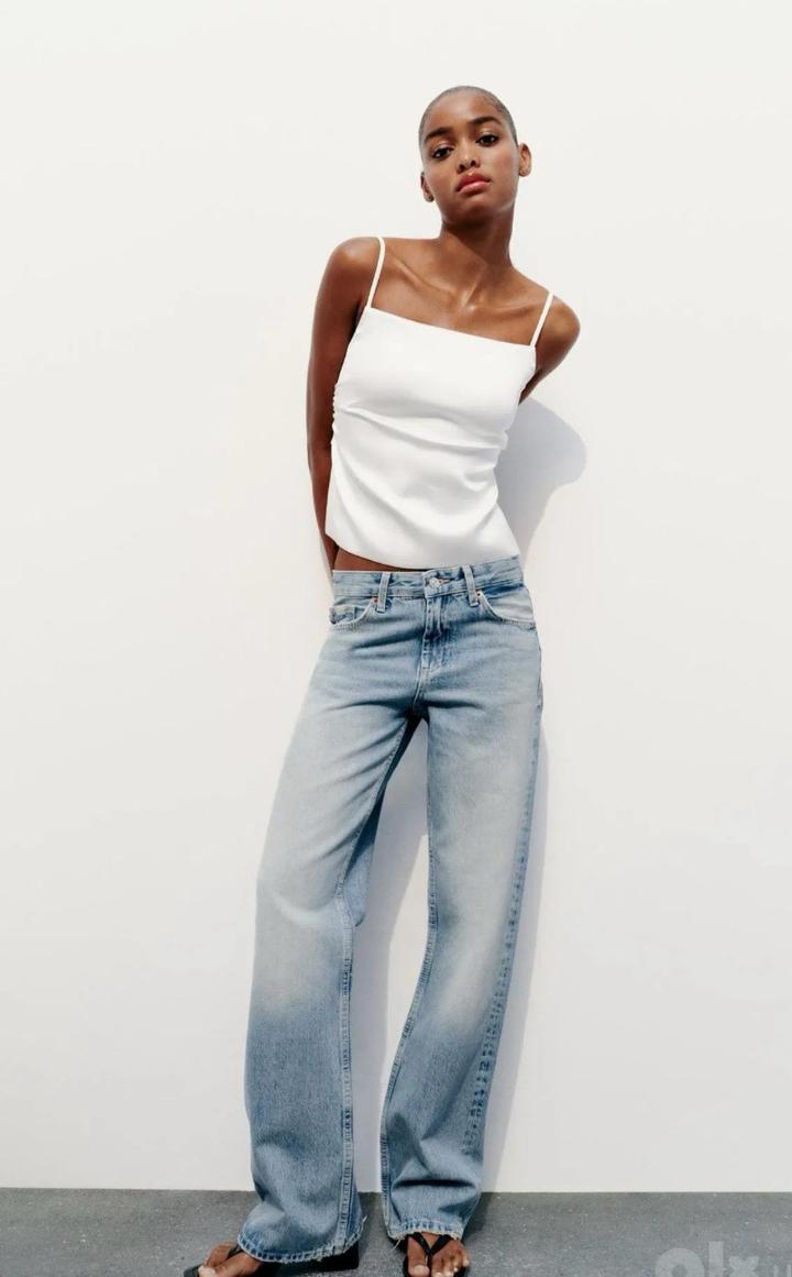 Zara белый топ атласный