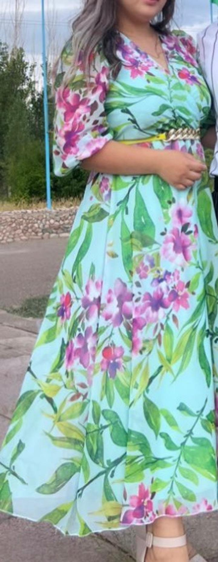Платье макси в цветочный принт