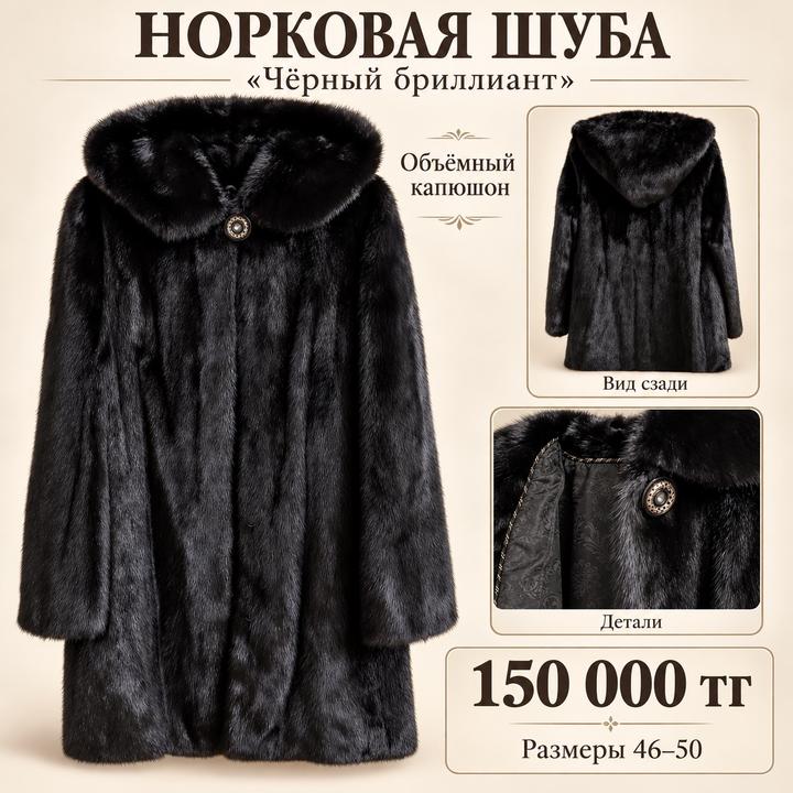 Норковая шуба с капюшоном