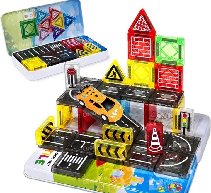 magnetic blocks Магнитный конструктор транспортная дорога