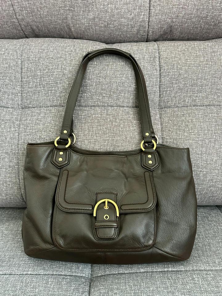 Сумка Coach Campbell Leather Belle Carryall Mahogany, натуральная кожа, оригинал
