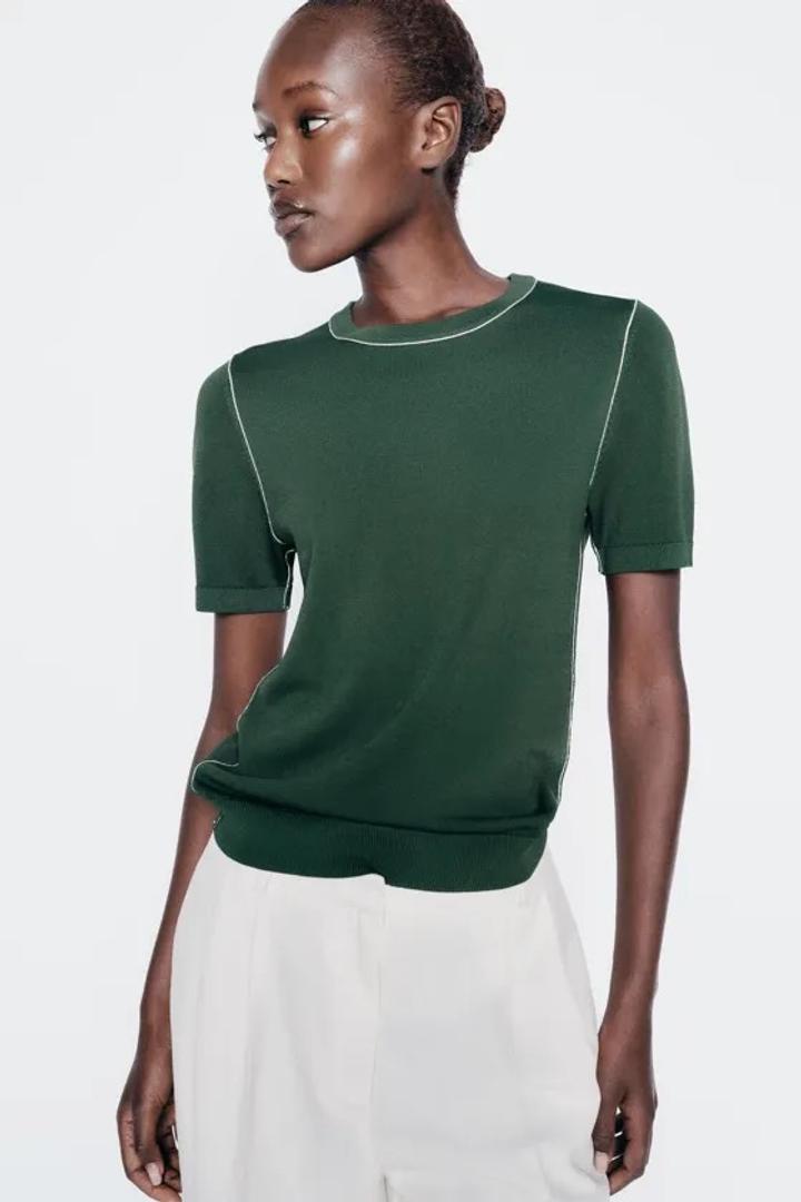 Zara Трикотажный топ с контрастной окантовкой