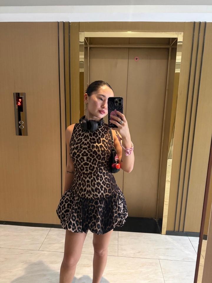 SHEIN Леопардовое платье-баллон мини