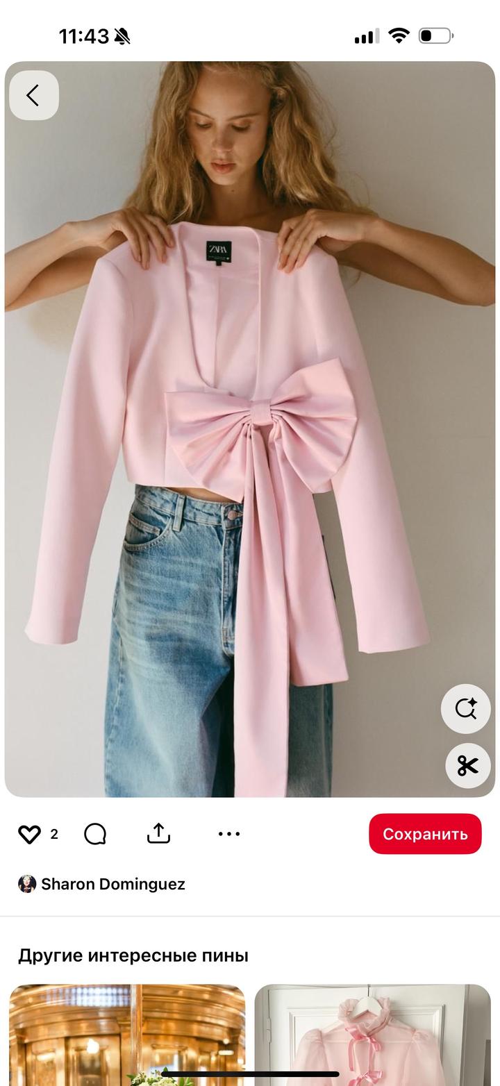 Укороченный жакет ZARA с бантом
