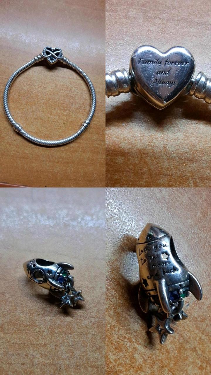 Оригинальный браслет "Pandora Moments Sparkling Infinity Heart Clasp Snake Chain