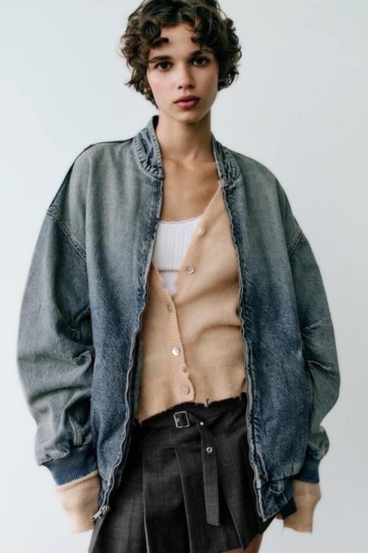 Бомбер из джинсы оверсайз Zara