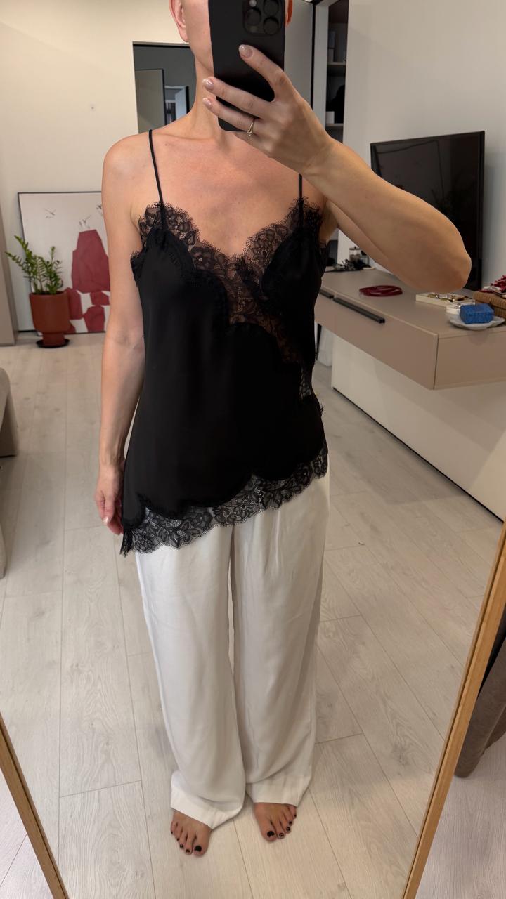 Zara Ассиметричный топ с кружевом S