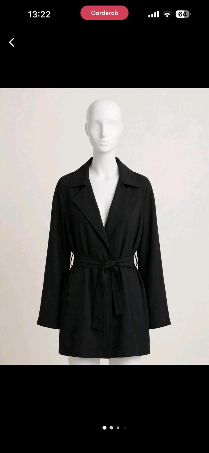 Massimo Dutti Черный плащ с поясом