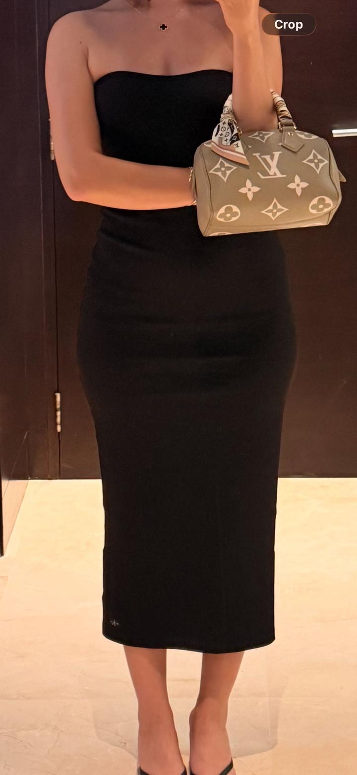 Calvin Klein Черное платье бандо миди