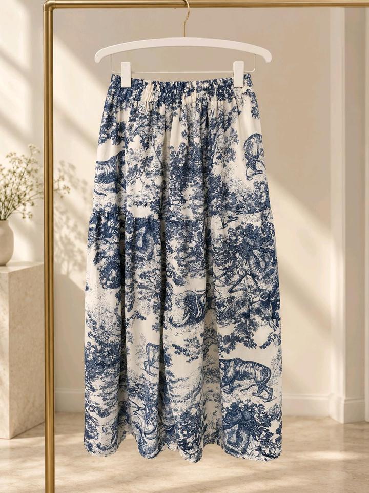 юбка макси в классическом стиле туаль-де-жуи (Toile de Jouy).