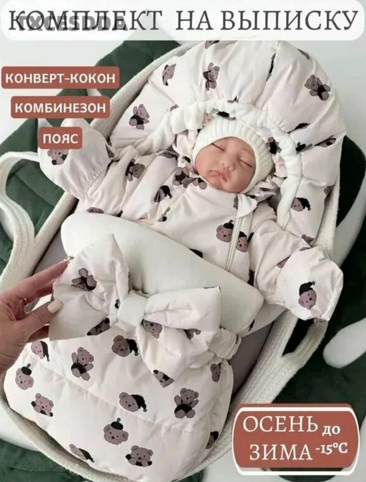 Зимний комплект для новорожденных: конверт и комбинезон