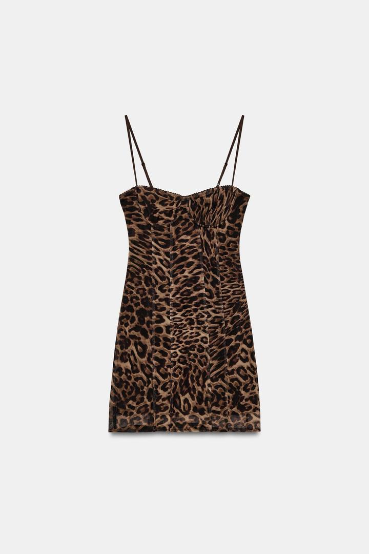 Zara Мини-платье с леопардовым принтом