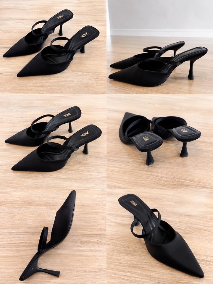 Черные атласные мюли ZARA