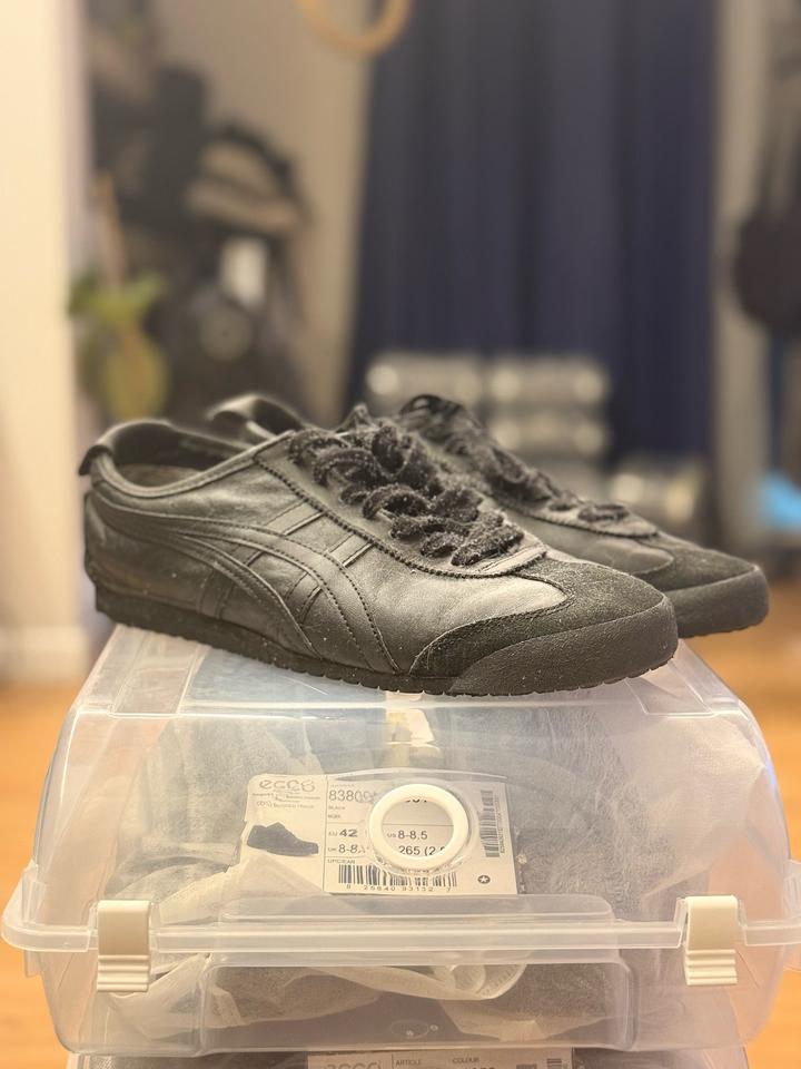 Кроссовки Onitsuka Tiger Mexico 66 — натуральная кожа, чёрные, размер 42,5
