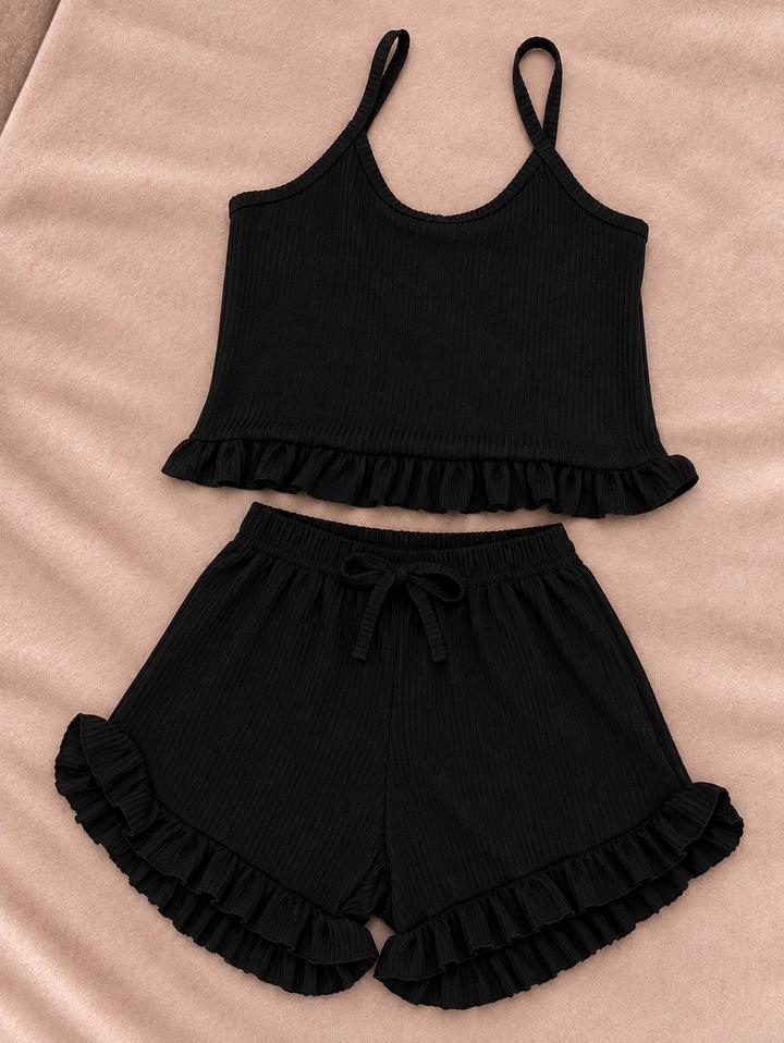 Cotton & Ink Домашний комплект: топ и шорты с воланами