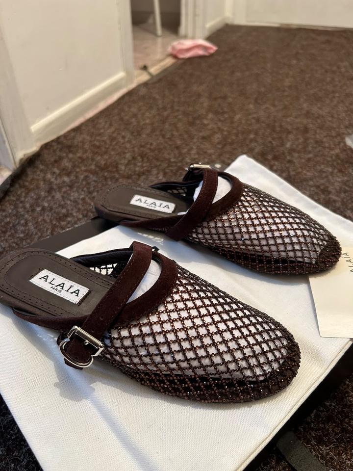 Мюли ALAÏA с сеткой и стразами