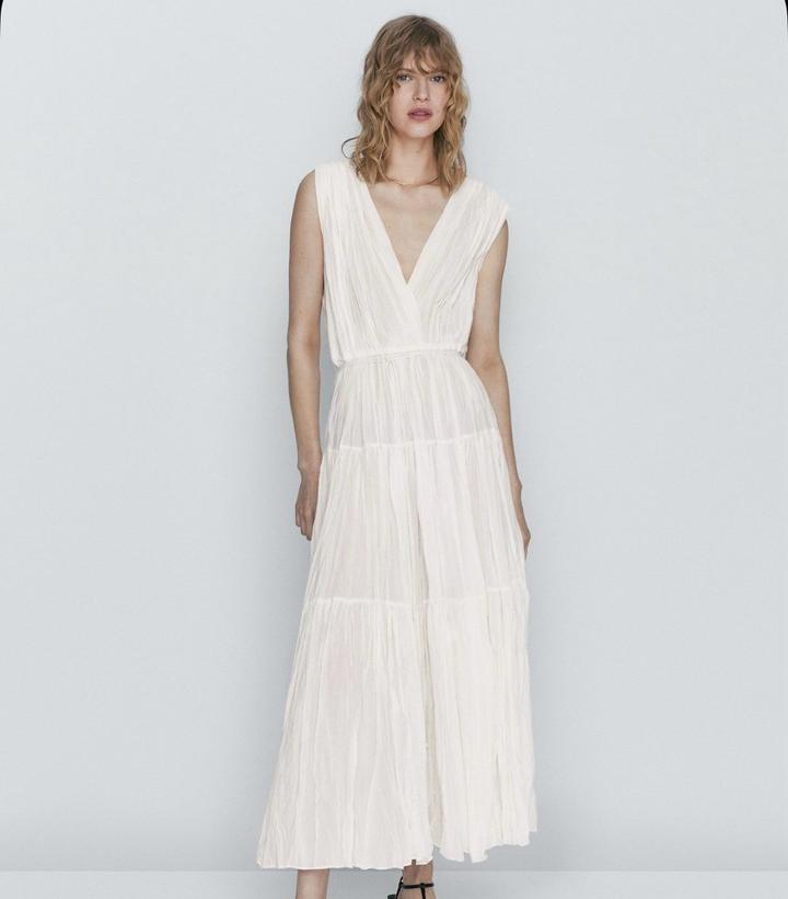 Massimo Dutti Плиссированное платье макси