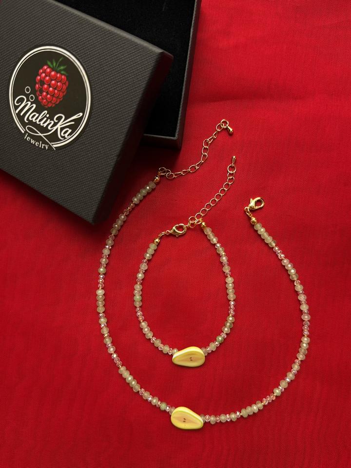 malinka jewelry kz Комплект из чокера и браслета ручной работы.