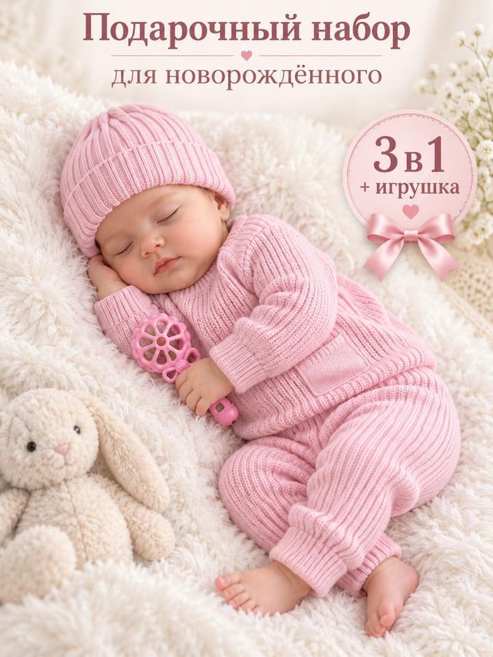 Винни Вязаный костюм для новорожденной девочки 0-6 м, в подарочной коробке