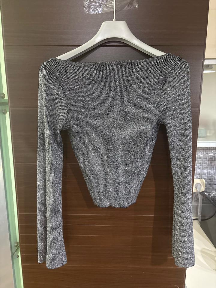 H&M Блестящий топ с длинными рукавами