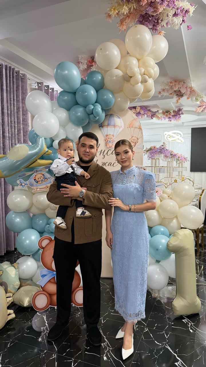 Платье кружевное голубое