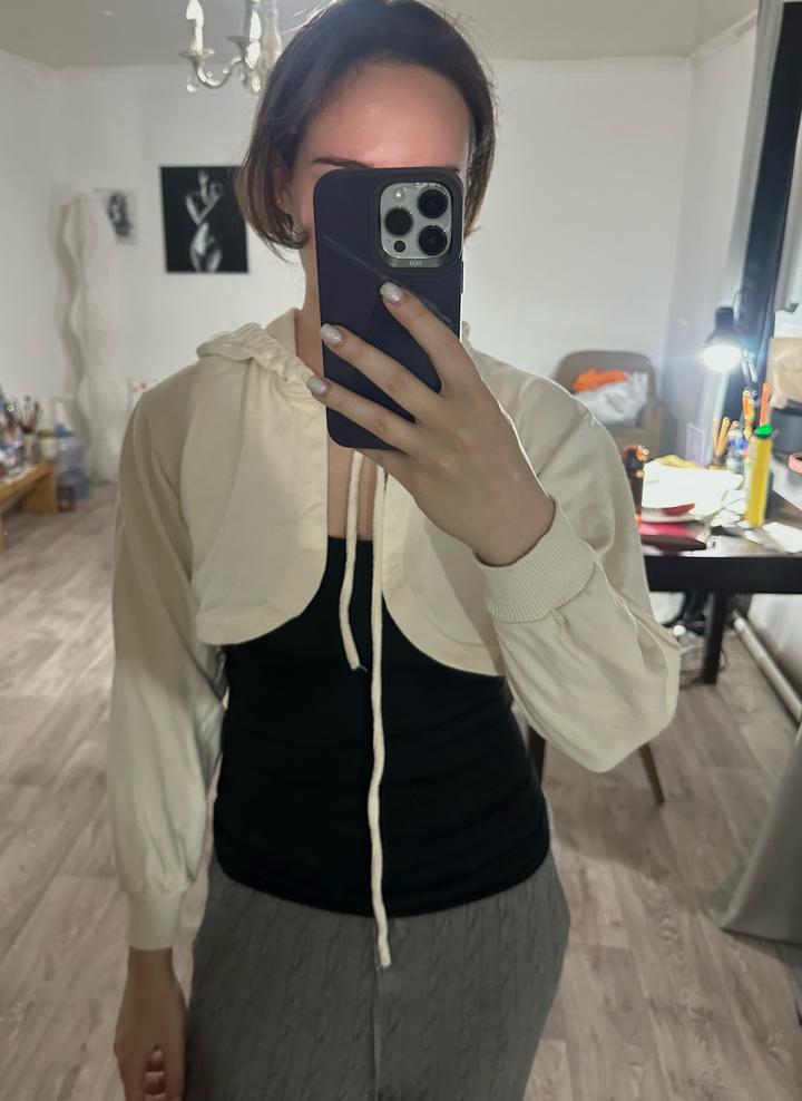 Укороченное худи на завязках ZARA  S