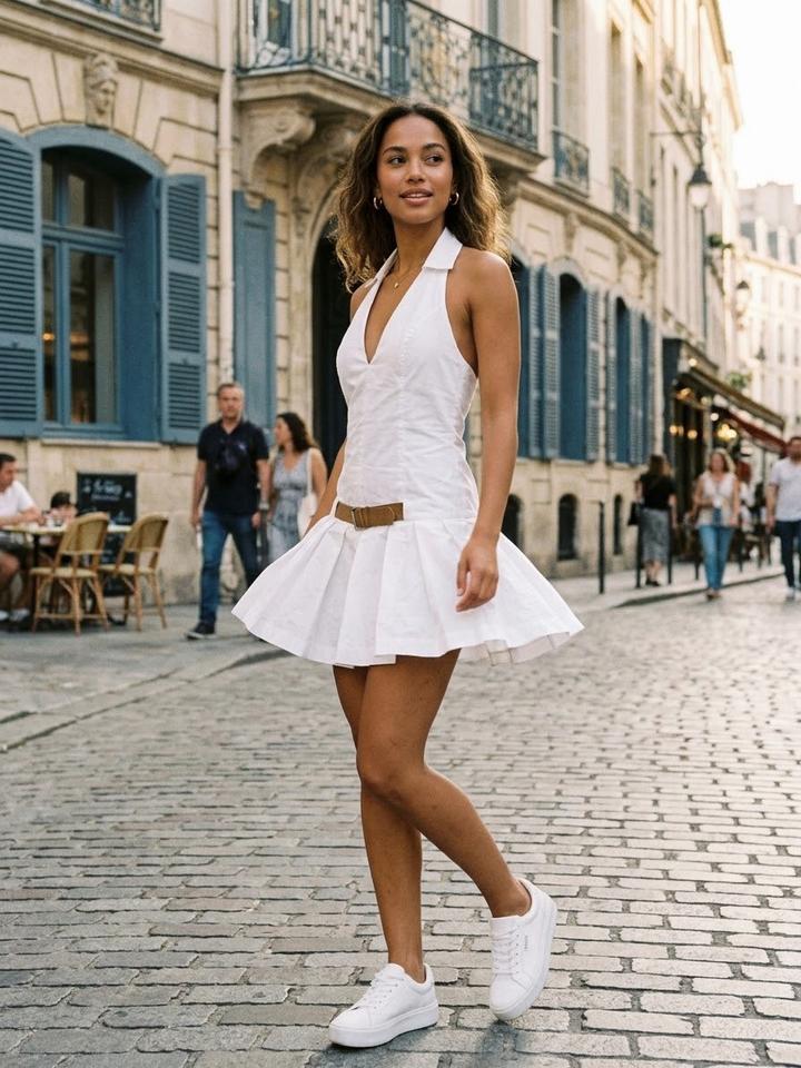 Белое летнее мини-платье Zara