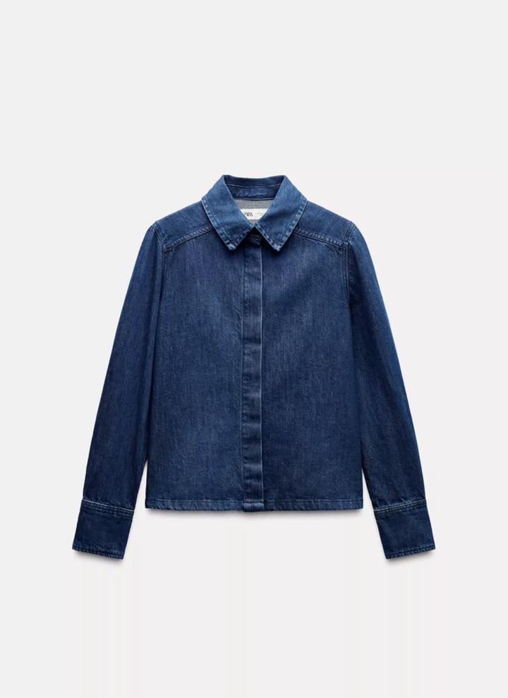 Zara Джинсовая рубашка с длинным рукавом