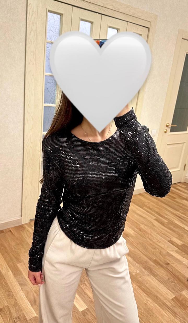 Zara Блестящий лонгслив с пайетками
