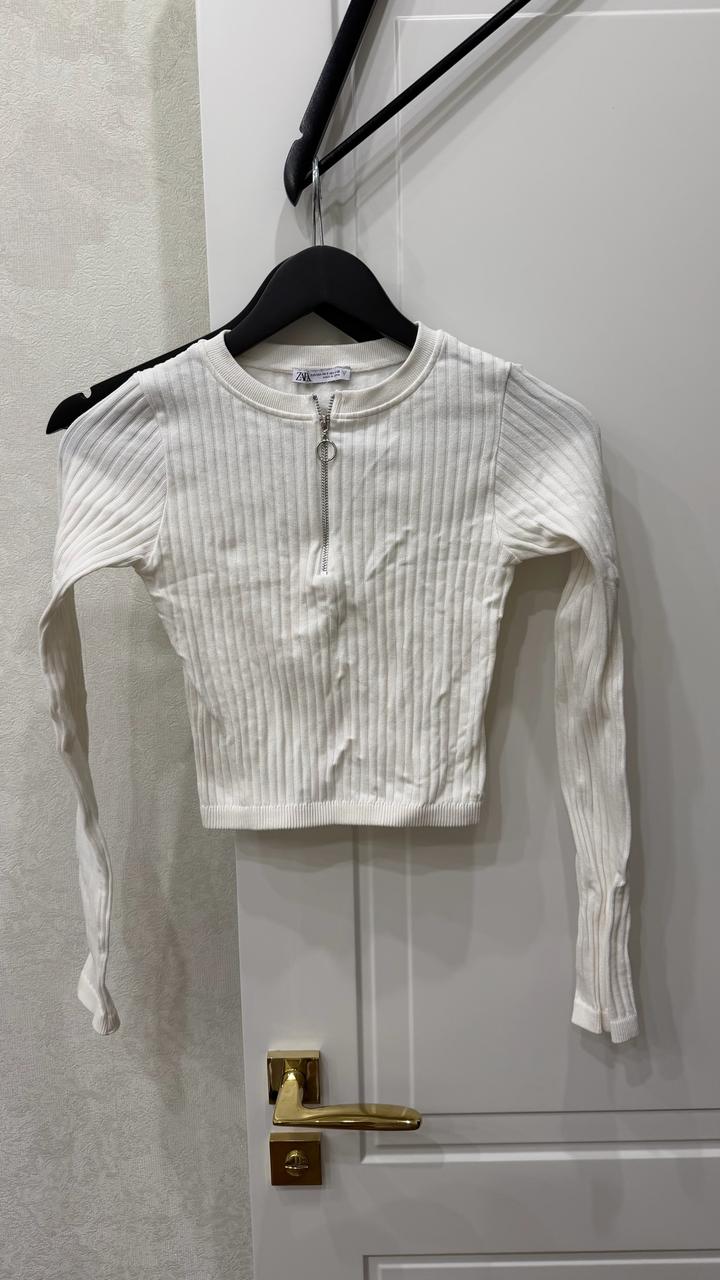 ZARA лонгслив на молнии в рубчик