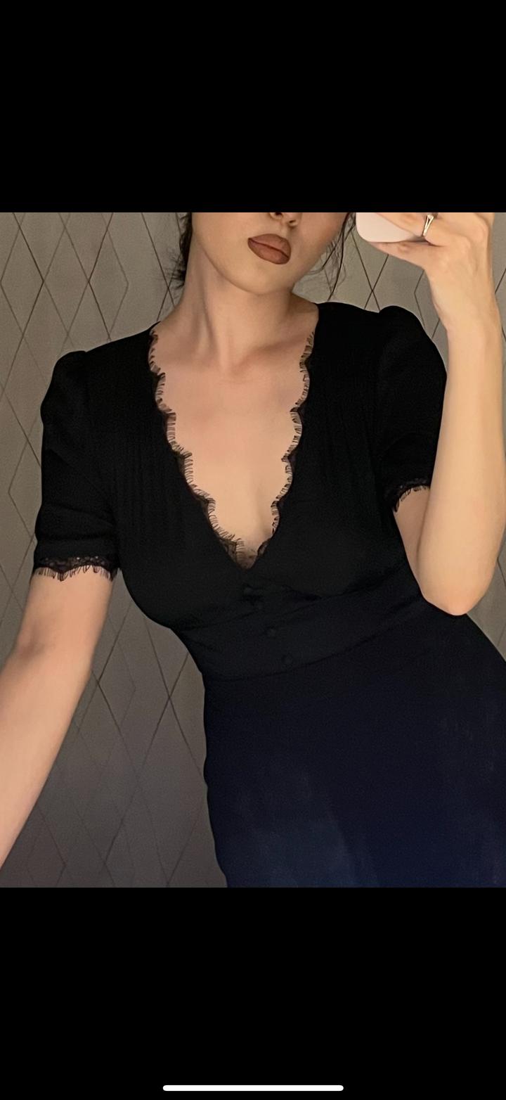 Stradivarius Черный топ с кружевной отделкой