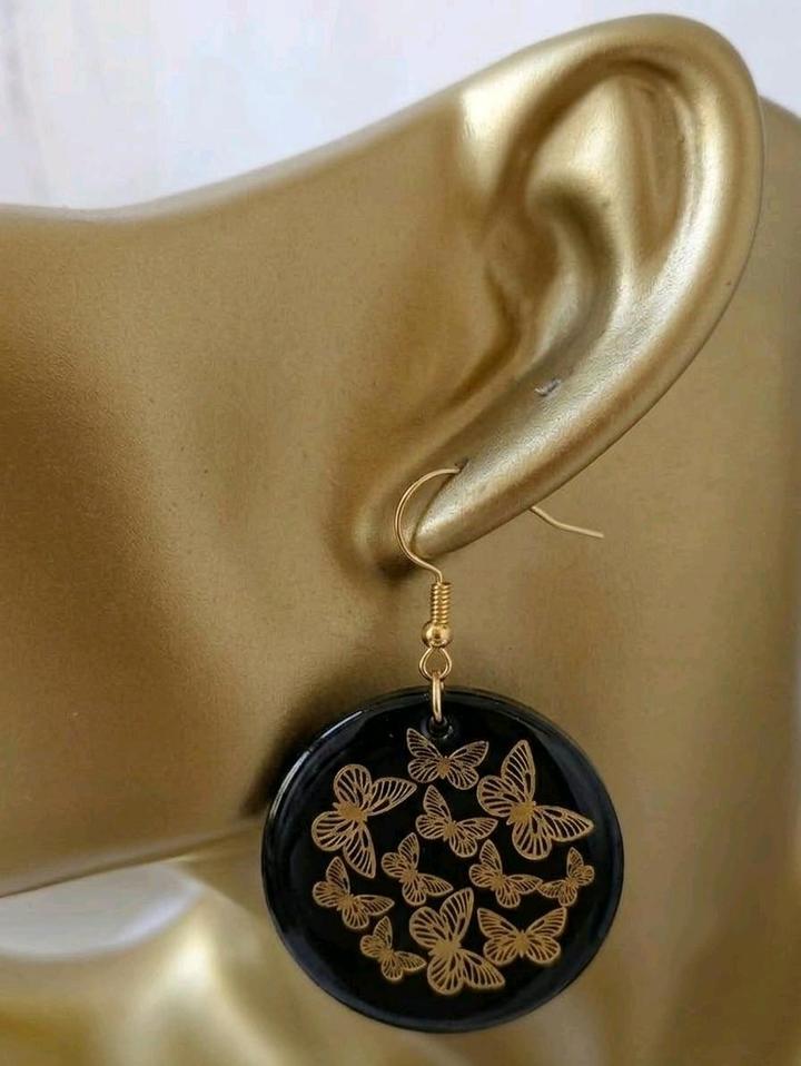 Серьги чёрные с бабочками