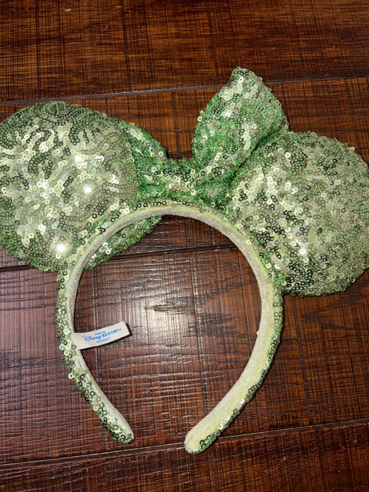 Изумрудно-мятный ободок с пайетками из Tokyo Disney Resort