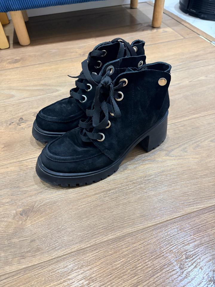 Mary shoes Женские замшевые зимние ботинки на шнуровке, натуральный мех